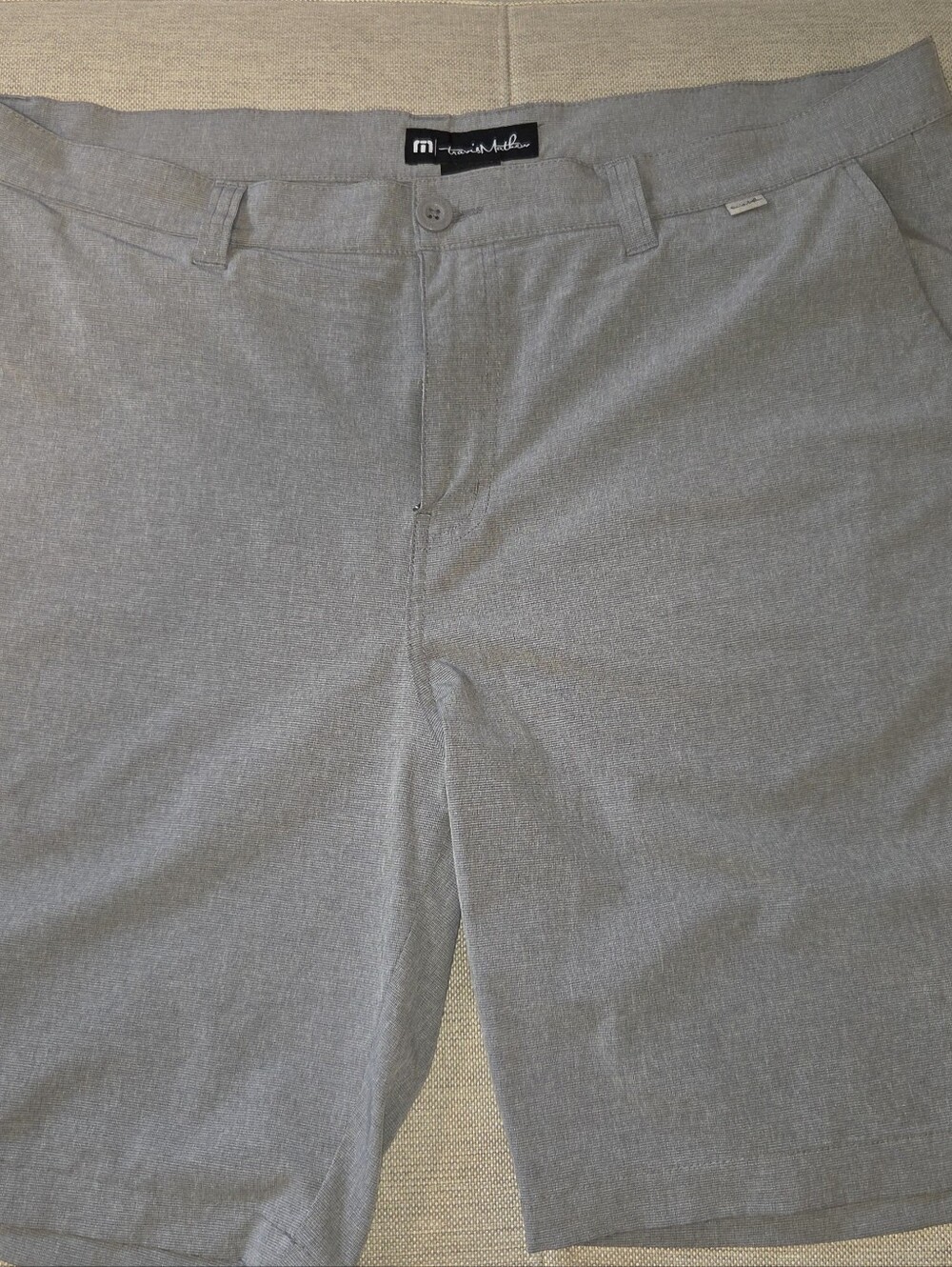 Bundle: Two Pairs of Travis Mathew Men's Gray Flat-Front Performance Golf Shorts